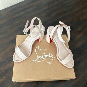 Christian Louboutin Miss Sabina 85mm Patent Leather Sandals Leche(beige) size 38